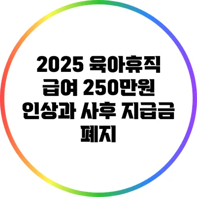 2025 육아휴직 급여 250만원 인상과 사후 지급금 폐지