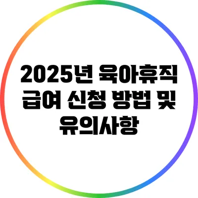 2025년 육아휴직 급여 신청 방법 및 유의사항