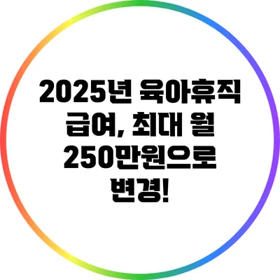 2025년 육아휴직 급여, 최대 월 250만원으로 변경!