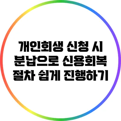 개인회생 신청 시 분납으로 신용회복 절차 쉽게 진행하기