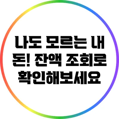 나도 모르는 내 돈! 잔액 조회로 확인해보세요