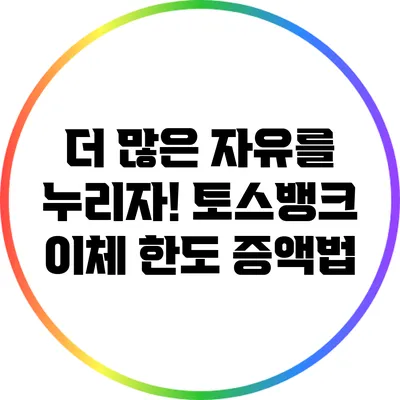 더 많은 자유를 누리자! 토스뱅크 이체 한도 증액법