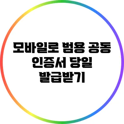 모바일로 범용 공동 인증서 당일 발급받기