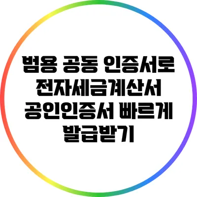 범용 공동 인증서로 전자세금계산서 공인인증서 빠르게 발급받기