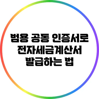 범용 공동 인증서로 전자세금계산서 발급하는 법