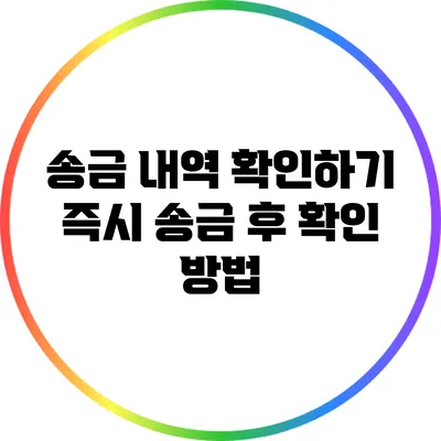 송금 내역 확인하기: 즉시 송금 후 확인 방법