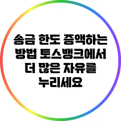 송금 한도 증액하는 방법: 토스뱅크에서 더 많은 자유를 누리세요