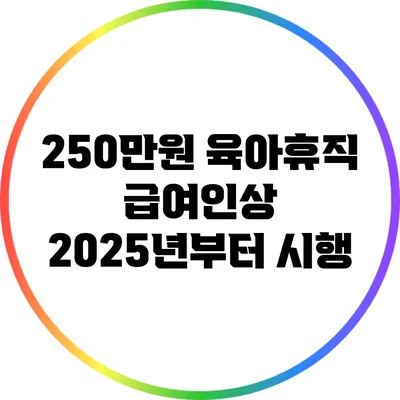 250만원 육아휴직 급여인상: 2025년부터 시행