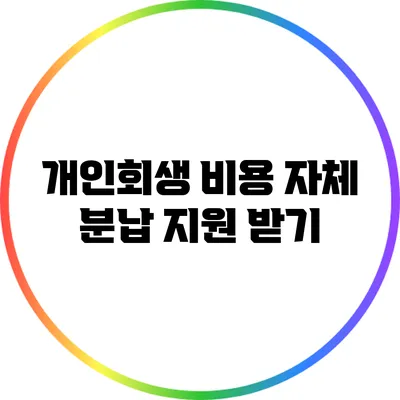 개인회생 비용 자체 분납 지원 받기