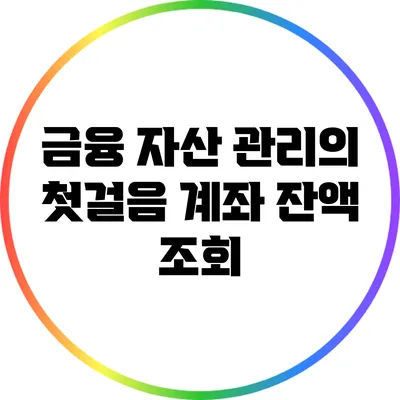 금융 자산 관리의 첫걸음: 계좌 잔액 조회