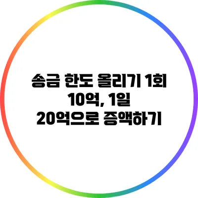 송금 한도 올리기: 1회 10억, 1일 20억으로 증액하기