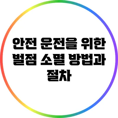 안전 운전을 위한 벌점 소멸 방법과 절차