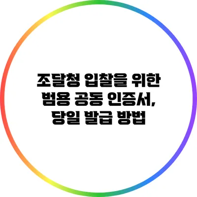 조달청 입찰을 위한 범용 공동 인증서, 당일 발급 방법