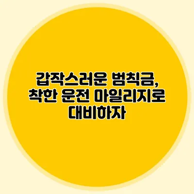 갑작스러운 범칙금, 착한 운전 마일리지로 대비하자