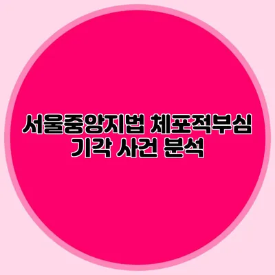 서울중앙지법 체포적부심 기각 사건 분석