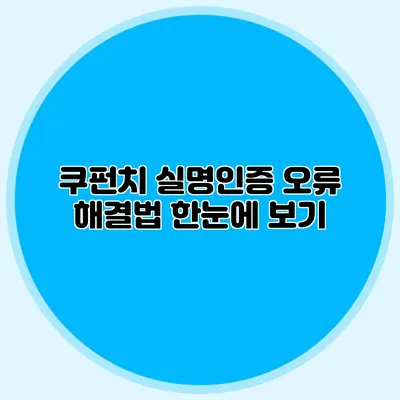 쿠펀치 실명인증 오류 해결법 한눈에 보기