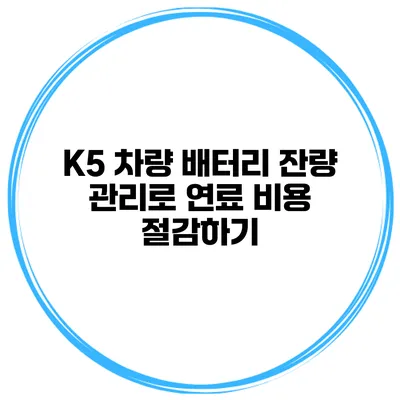 K5 차량 배터리 잔량 관리로 연료 비용 절감하기