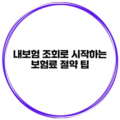 내보험 조회로 시작하는 보험료 절약 팁