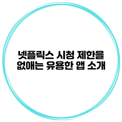 넷플릭스 시청 제한을 없애는 유용한 앱 소개