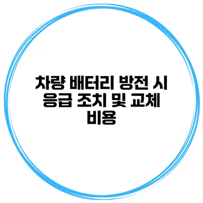 차량 배터리 방전 시 응급 조치 및 교체 비용