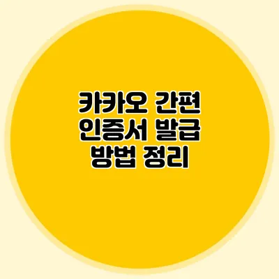 카카오 간편 인증서 발급 방법 정리